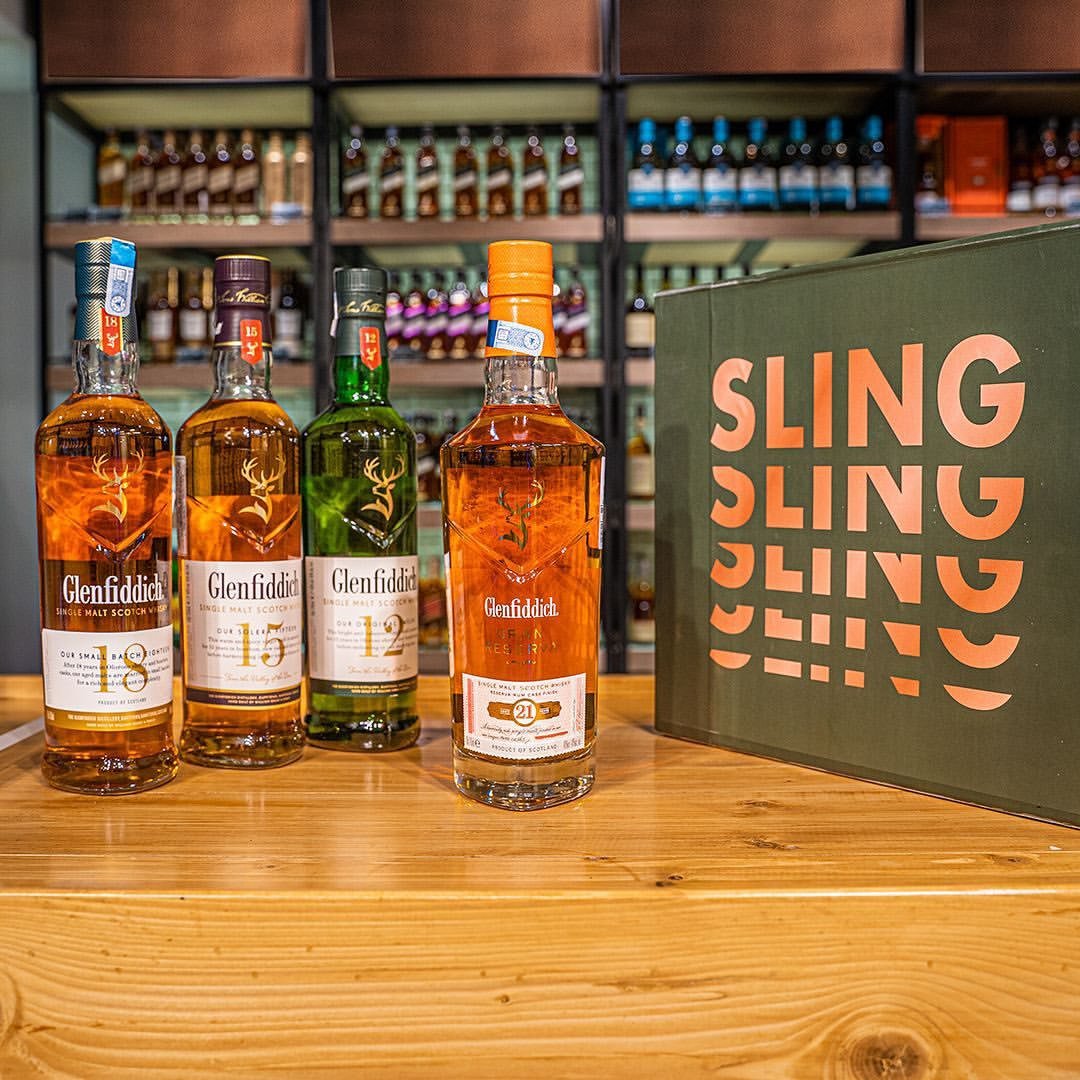 Glenfiddich single malt lineup at Sling Spirits